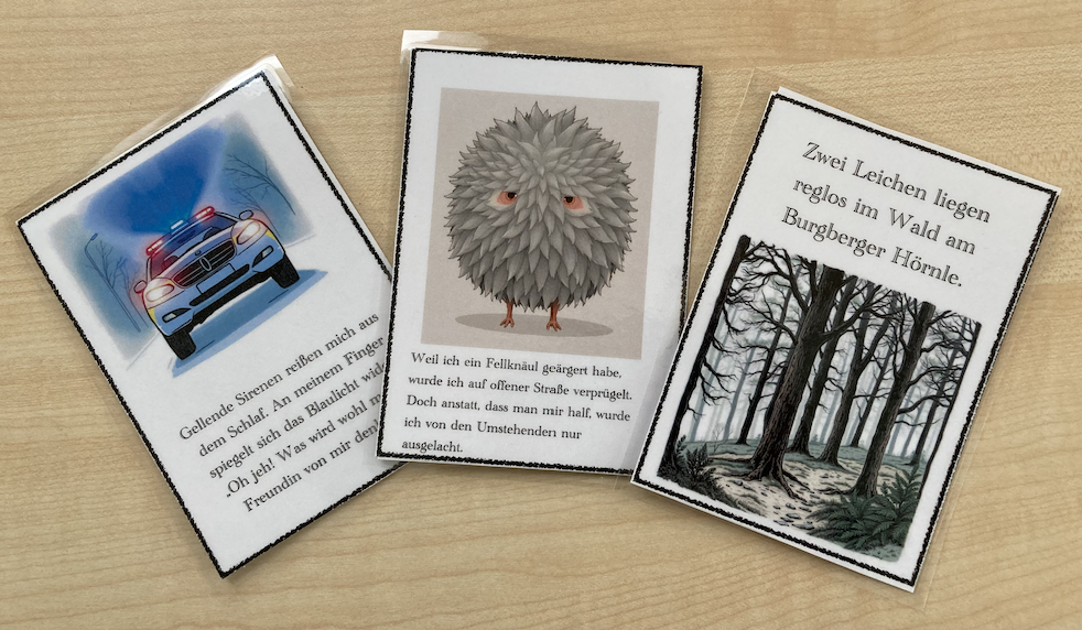 <p class="wp-block-paragraph">Der WU Literaturwerkstatt unseres Gymnasiums hat eigene „Allgäu Stories“ verfasst – geheimnisvolle Kurzgeschichten im Stil der bekannten Black Stories, jedoch mit starkem Bezug zu unserer Heimat.</p>



<p class="wp-block-paragraph">Statt fiktiver Orte dienten dieses Mal der Grünten, kleinere Ortschaften der Umgebung, das Burgberger Hörnle oder unser Gymnasium als Kulisse für rätselhafte Ereignisse.&nbsp;</p>



<p class="wp-block-paragraph">Mit viel Einfallsreichtum und einem Gespür für Spannung entstanden kurze, packende Geschichten, die zum Nachdenken und Miträtseln anregen – ganz nach dem Motto: dunkel, überraschend, aber echt Allgäu.</p>



<p class="wp-block-paragraph">Besonders stolz sind wir darauf, dass alle Bilder, Illustrationen und das Layout selbst gestaltet wurden. Dabei wurde festgestellt, dass richtiges Prompten beim Erstellen von KI-Illustrationen gar nicht so einfach ist und man sehr genau vorgehen muss. Vom ersten Entwurf bis zum fertigen Produkt lag das Projekt fest in Schülerhand – ein gelungenes Beispiel für kreatives, selbstständiges Arbeiten.</p>



<p class="wp-block-paragraph">Ideal für Vertretungsstunden oder dem Rätselspaß in der Mittagspause!</p>